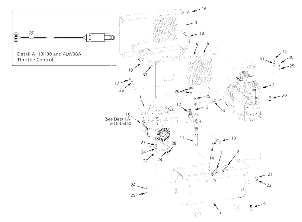 Air-Compressor Parts Diagram and Parts List for 4LW38A  Campbell Hausfeld Compressor